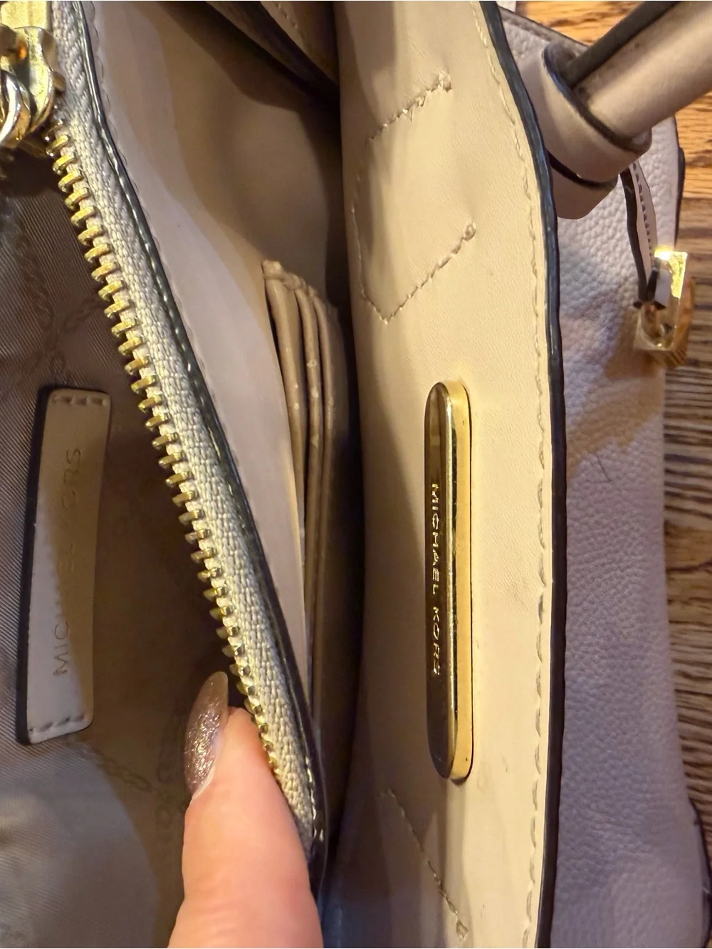Michael Kors Pebbled Leather Satchel in Dusty Pink